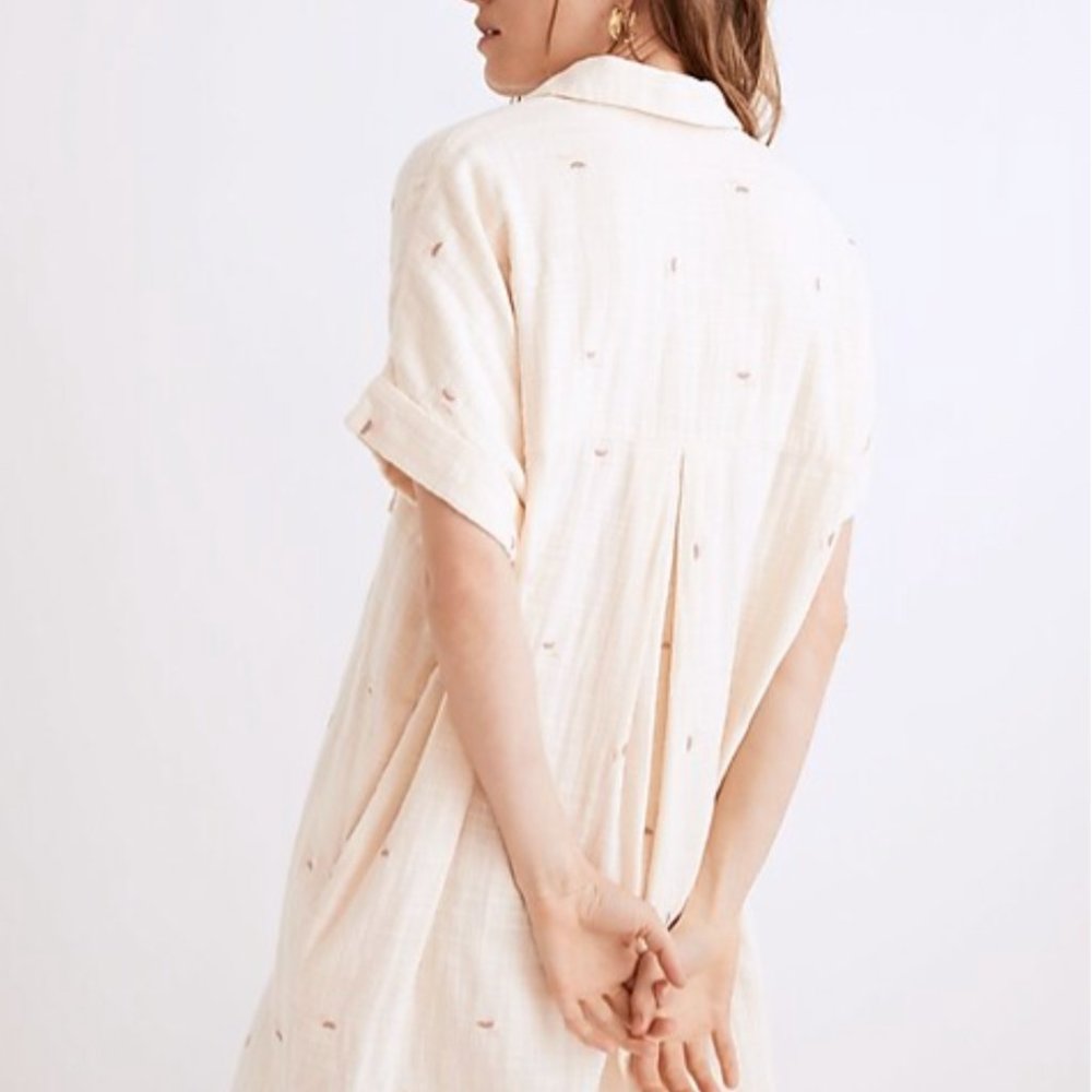 Madewell Embroidered Lightspun Lakeline Shirtdress - Size XS Tag / S Street Size - Picture 4 of 5